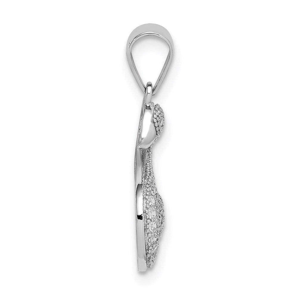 Sterling Silver Rhodium-plated Polished Pave CZ Swan Pendant