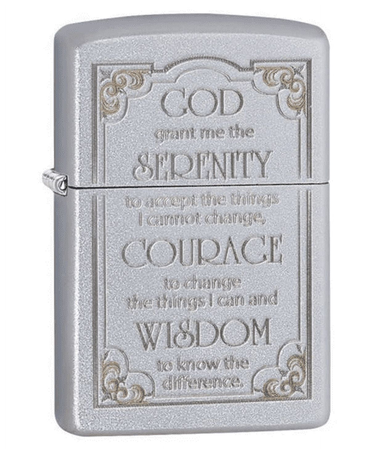 Zippo Serenity Prayer Design Satin Chrome Pocket Lighter