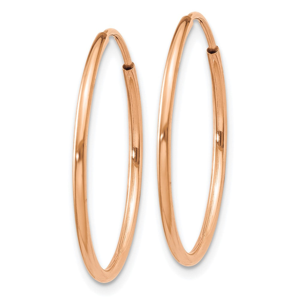 14k Rose Gold 1.00mm Polished Endless Hoop Earrings