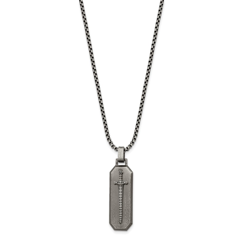 Stainless Steel Brushed Sword 24in Necklace