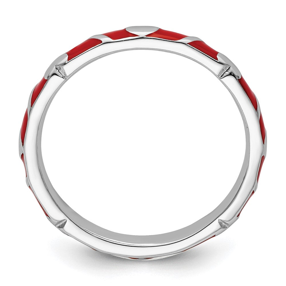 Sterling Silver Stackable Expressions Red Enamel Heart Ring Size -6