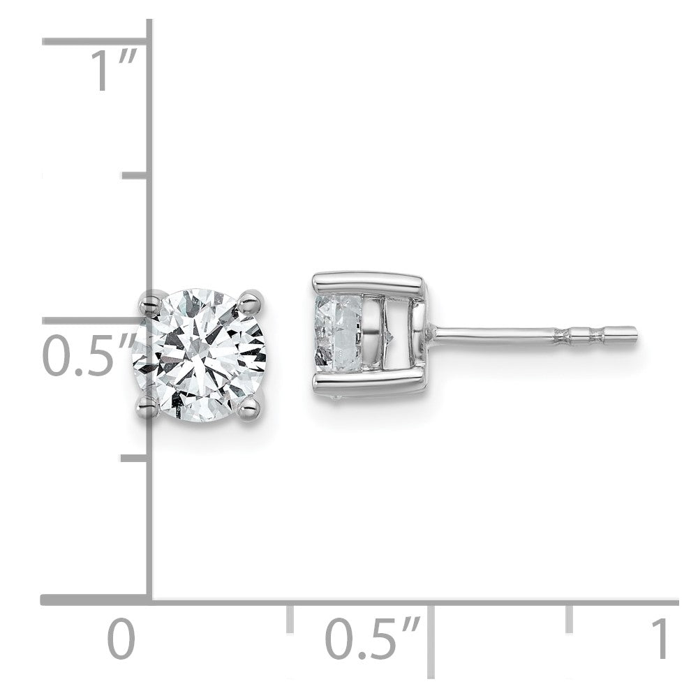 14k White Gold 1 1/2 ctw Lab Grown Diamond VS/SI+ G+ Round 4 Prong Heavy Wt. Stud Earrings