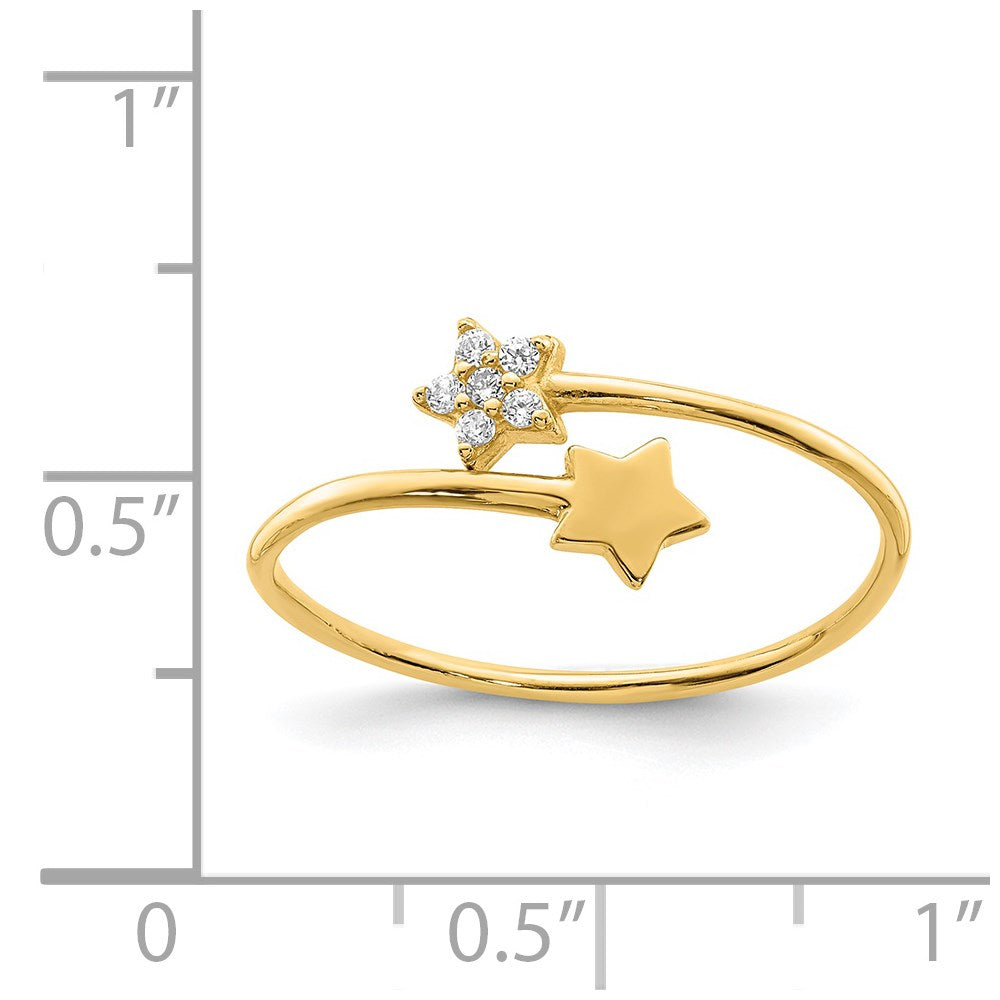14K Yellow Gold CZ Star Ring Size 7