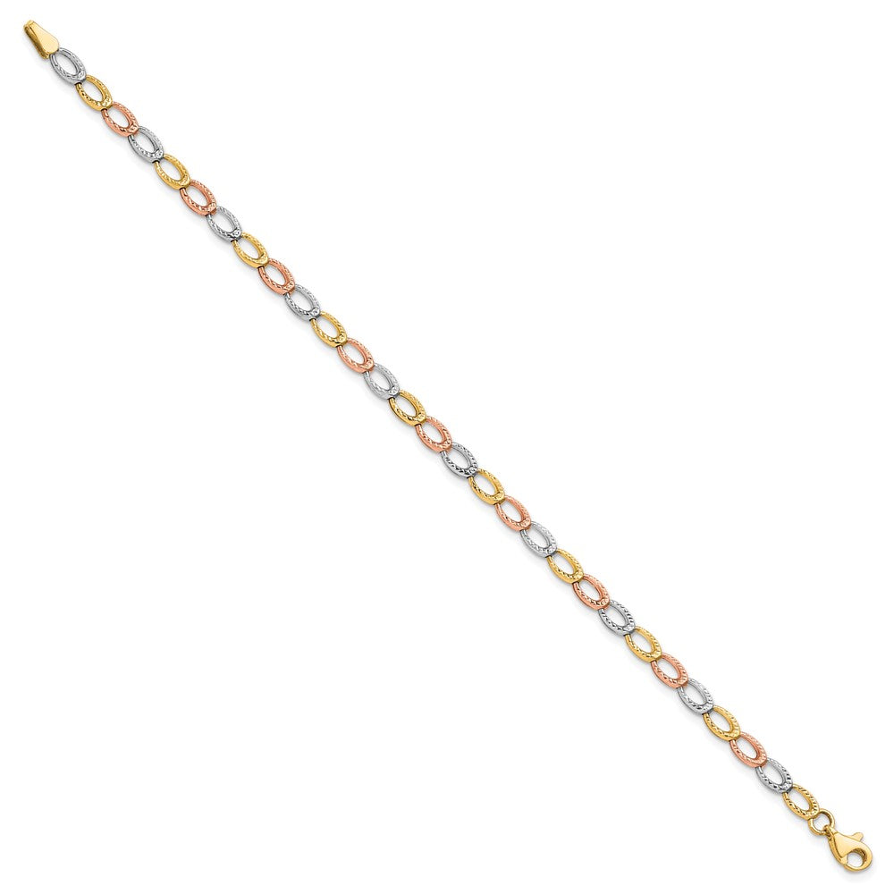 10K Tri-Color D/C Bracelet 7.5  inches
