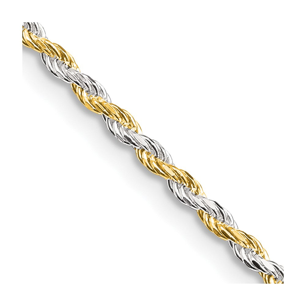 Sterling Silver And Vermeil 1.85mm Diamond-cut Rope Chain 20 Inches