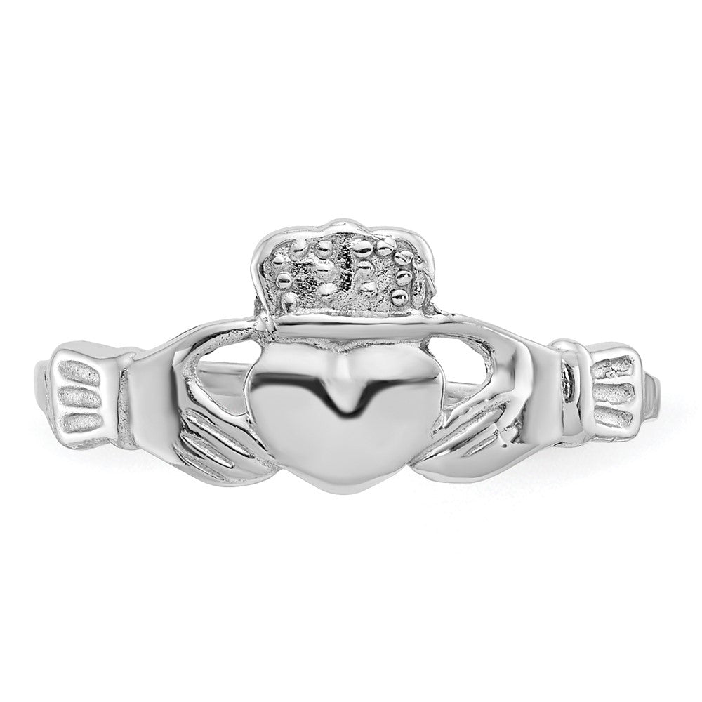 14k White Gold Polished Claddagh Ring Size 7