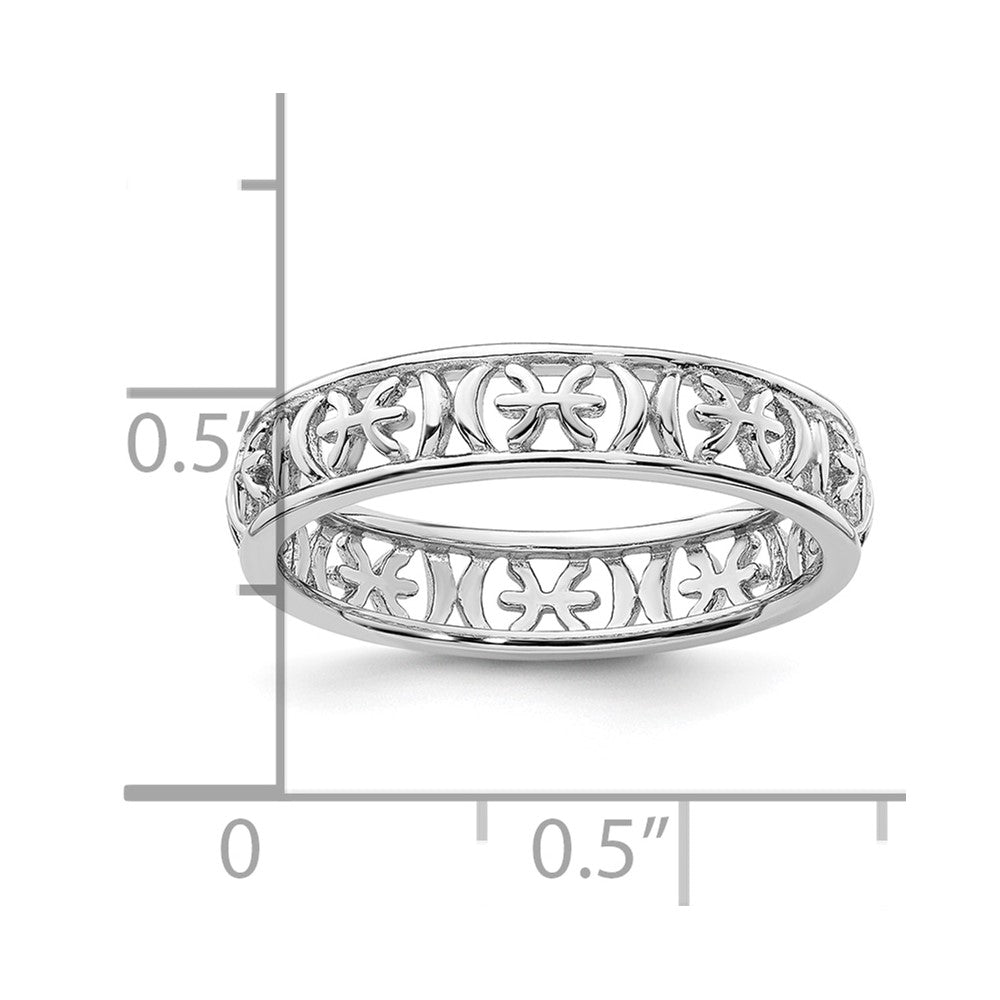 Sterling Silver Stackable Expressions Pisces Zodiac Ring Size -9