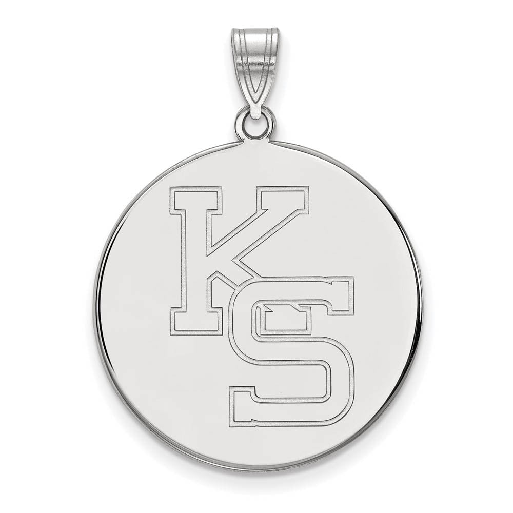 Beautiful Sterling Silver Rh-plated LogoArt Kansas State University XL Disc Pendant