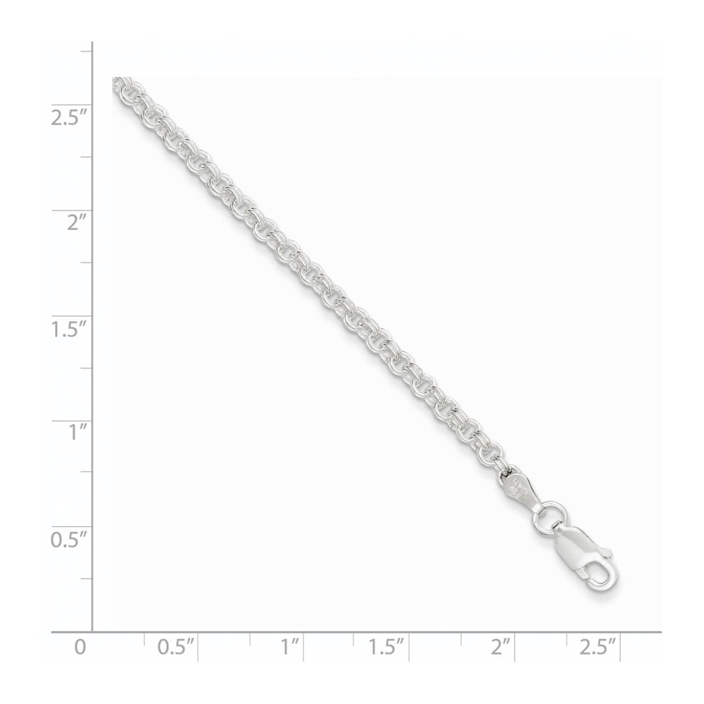Sterling Silver 3mm Double Link Charm Bracelet 8 inches
