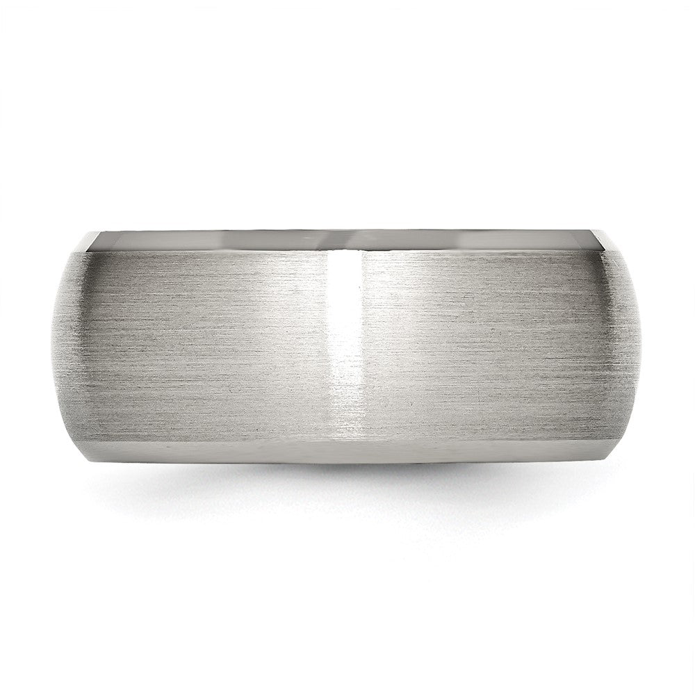 Stainless Steel Brushed and Polished 10mm Beveled Edge Band Size - 14