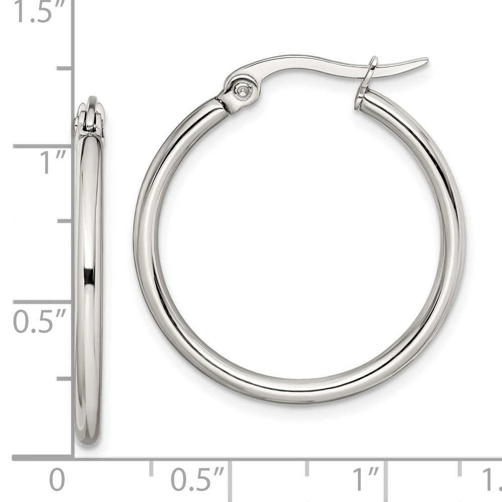 Stainless Steel Polished 27mm Diameter Hoop Earrings