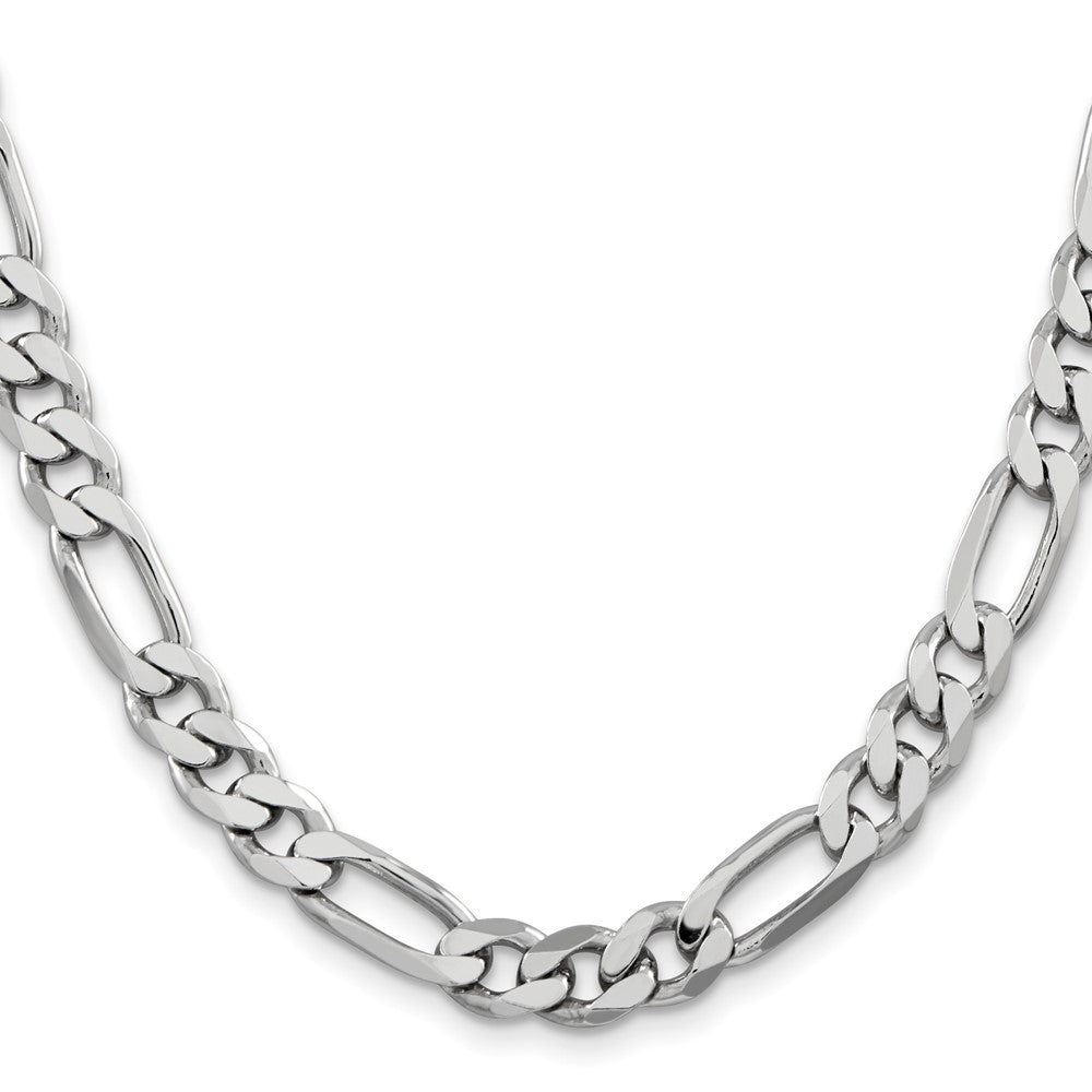 Sterling Silver Rhodium-plated 7.75mm Figaro Chain 28 Inches