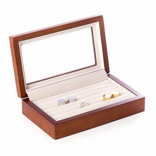 Bey-Berk International BB625BRW Cherry Black Wood Cufflink Box - Brown