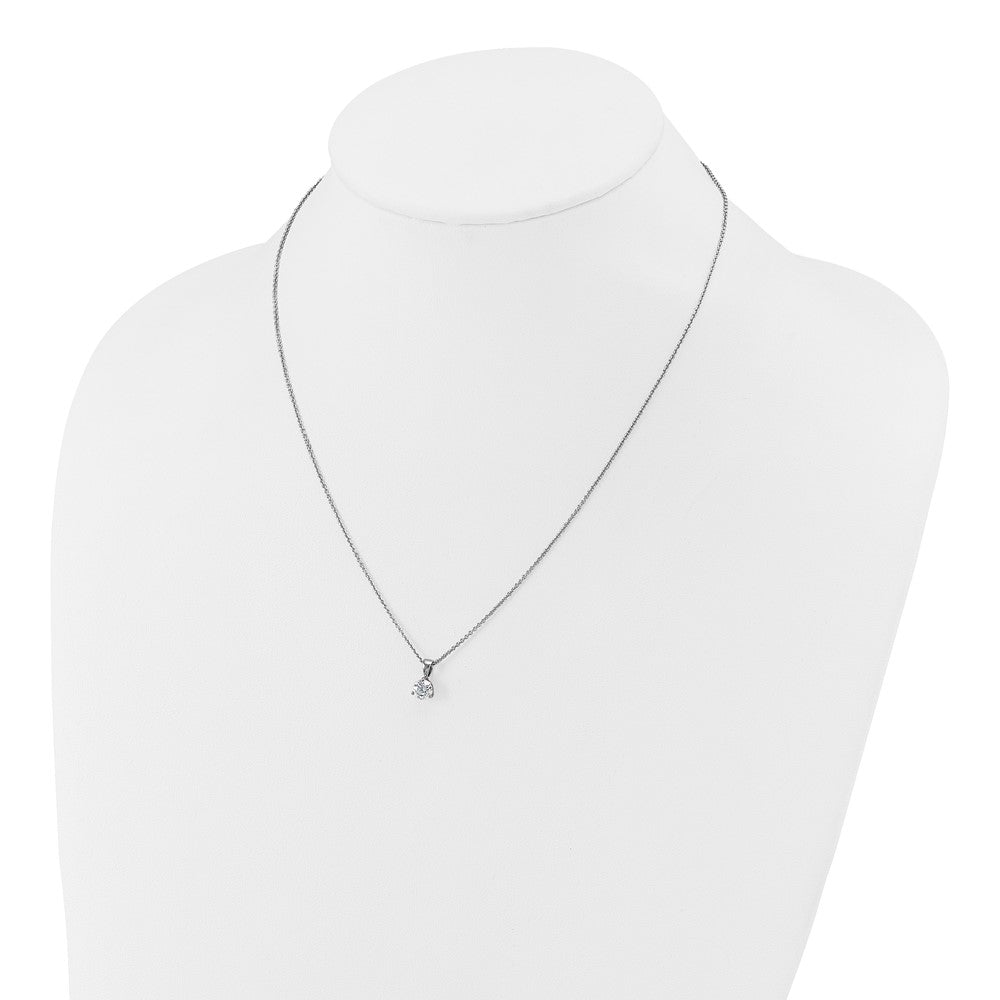 14k White Gold 1 carat Lab Grown Diamond VS/SI+ G+ Three Prong 18 inch Solitare Pendant Necklace