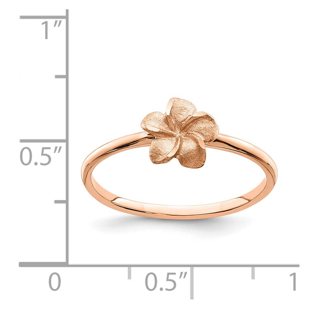 14k Rose Brushed & Polished D/C Plumeria Ring Size 7