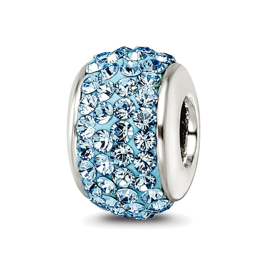 925 Sterling Silver Polished Reflections Sky Blue Full Crystal Bead Charm 12.73x8.18mm Wide Pendant Necklace for Women