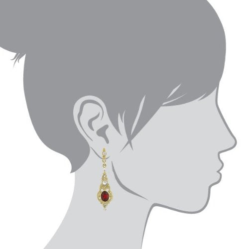 Downton Abbey Red Oval Gold-Toned Drop Earrings 17506 NEW