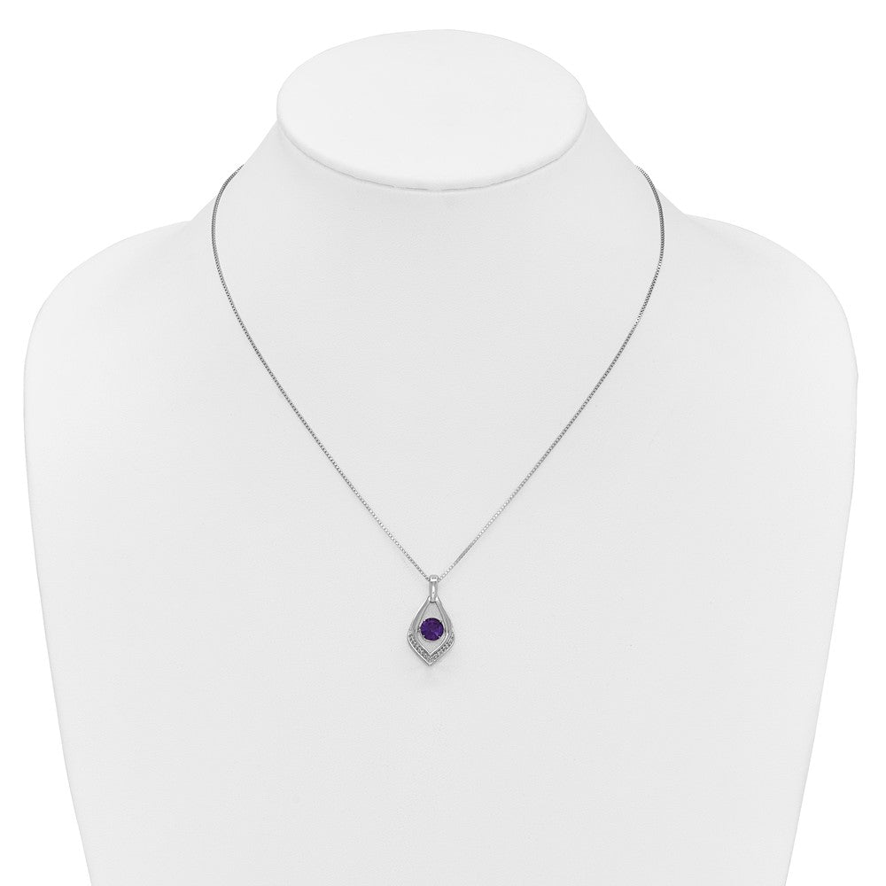 Sterling Silver Amethyst and Diamond 18 Necklace