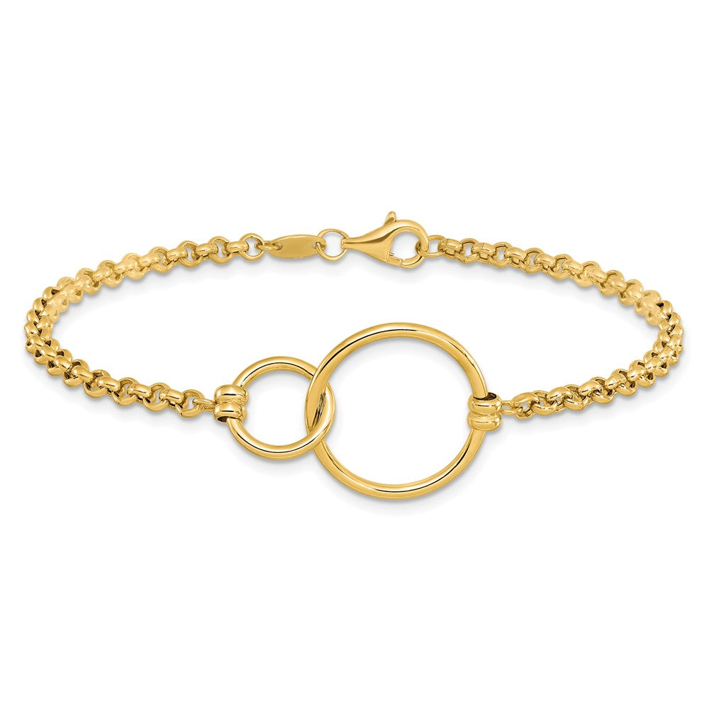 10k Polished interlocking Circles Link Bracelet 7.5  inches
