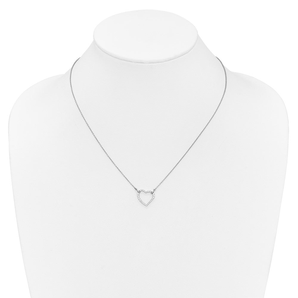 14k White Gold Diamond Heart Pendant Necklace