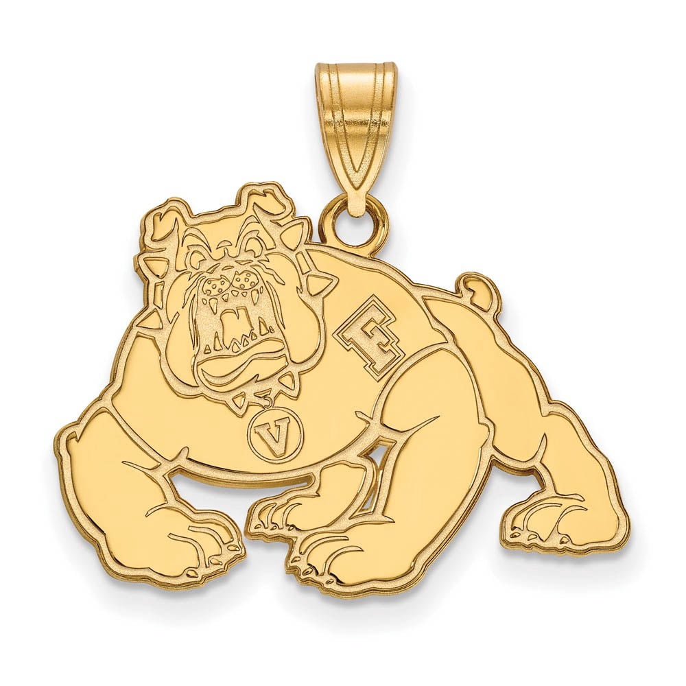 Sterling Silver w/ 14K Yellow Gold-Plated Official Licensed Collegiate California State University (CSU) Fresno Large Pendant