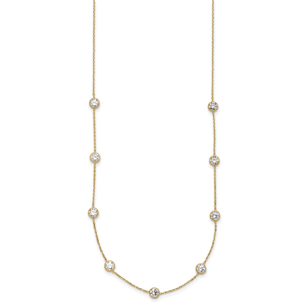 10K Polished CZ 9 Station Necklace