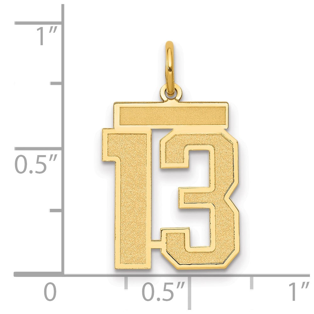 14k Medium Satin Number 13 Charm
