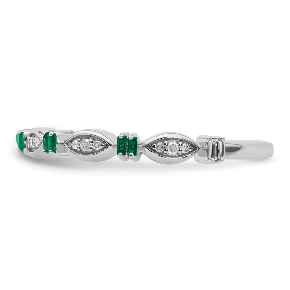 Sterling Silver Stackable Expressions Created Emerald Diamond Ring Size -8