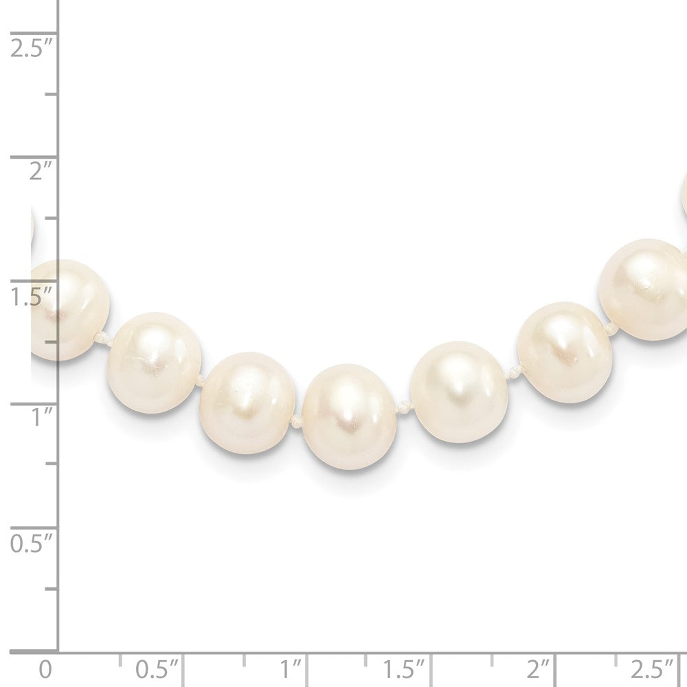 Sterling Silver Rhodium-plated 9-10mm White Near-Round Freshwater Cultured Pearl 18 inch Necklace 18 Inches