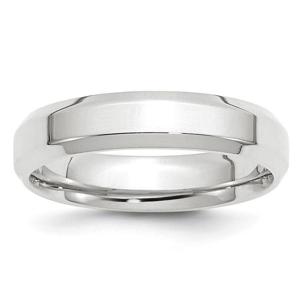 10k White Gold 5mm Beveled Edge Comfort Fit Wedding Band Size 12