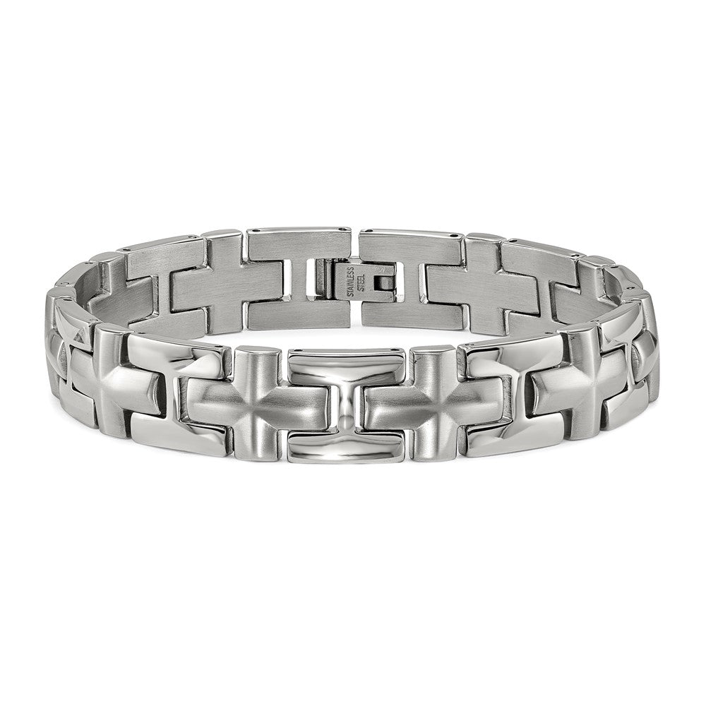 Stainless Steel Brushed and Polished 8.5in Bracelet 8.5 inches