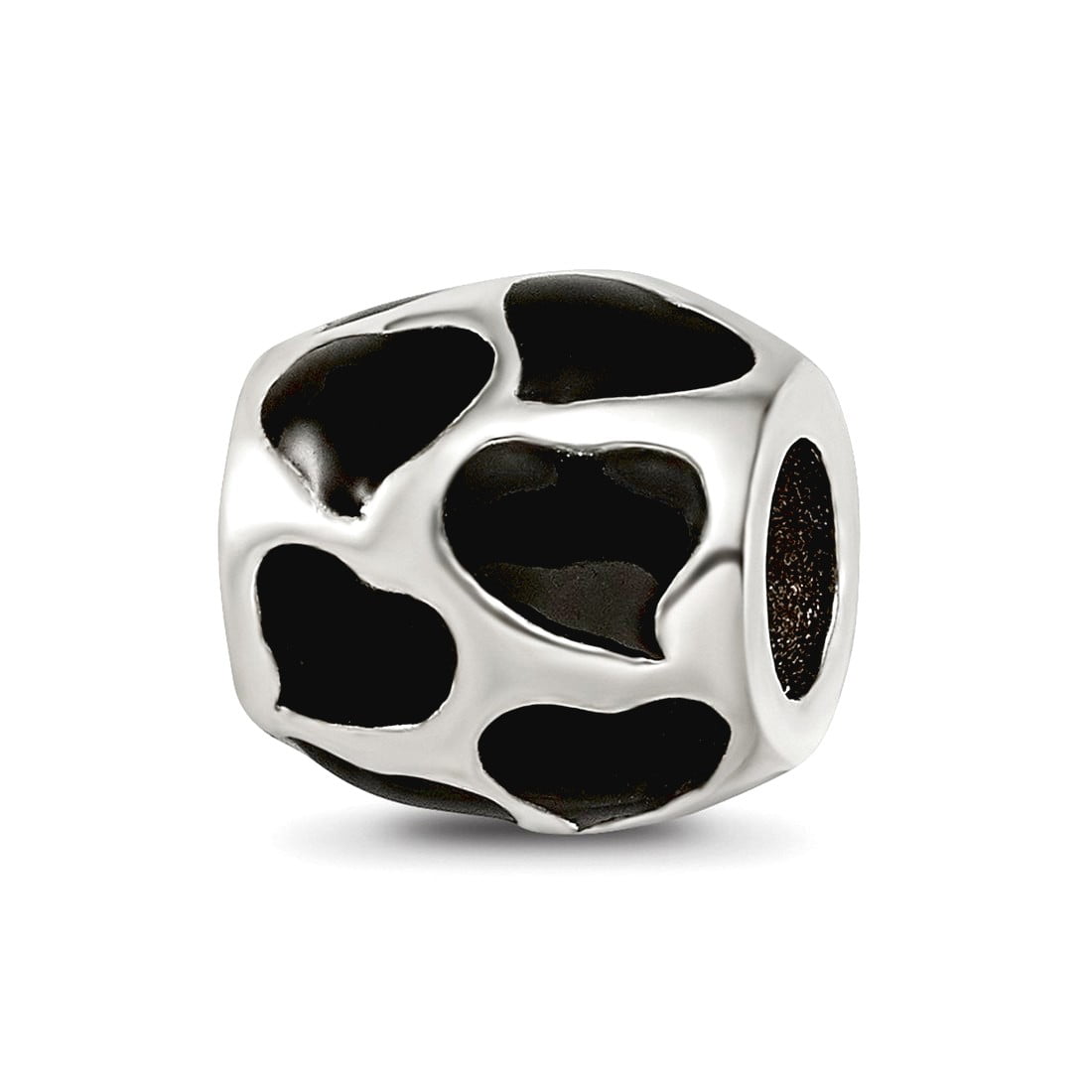 925 Sterling Silver Polished Reflections Black Enameled Love Hearts Bead Charm 9.09x9.09mm Wide Pendant Necklace for Wom