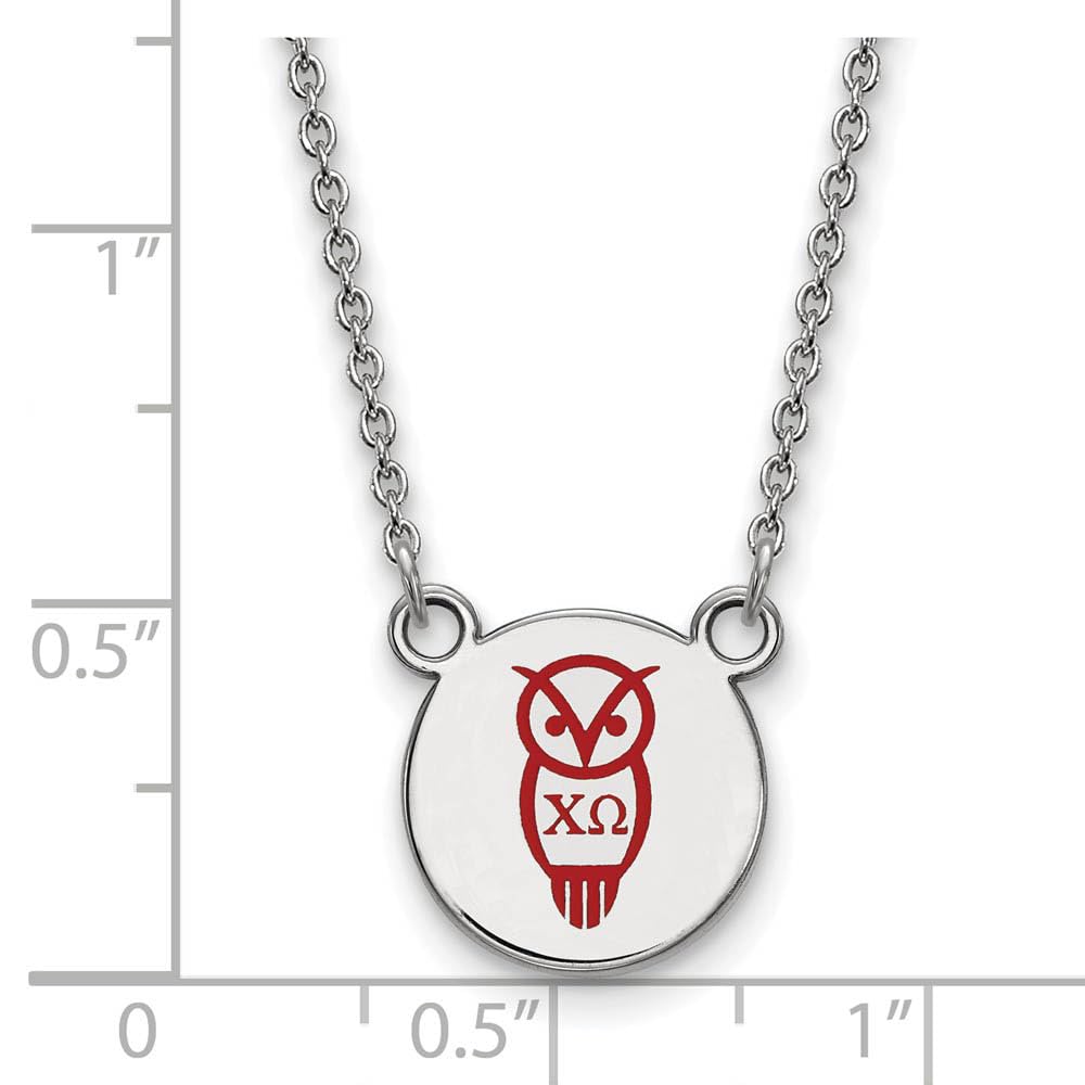 LogoArt Sterling Silver Chi Omega Extra Small Enameled Pendant Necklace With 18 Inch