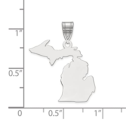 Sterling Silver/Rhodium-plated Michigan State Pendant QXNA707SS-MI