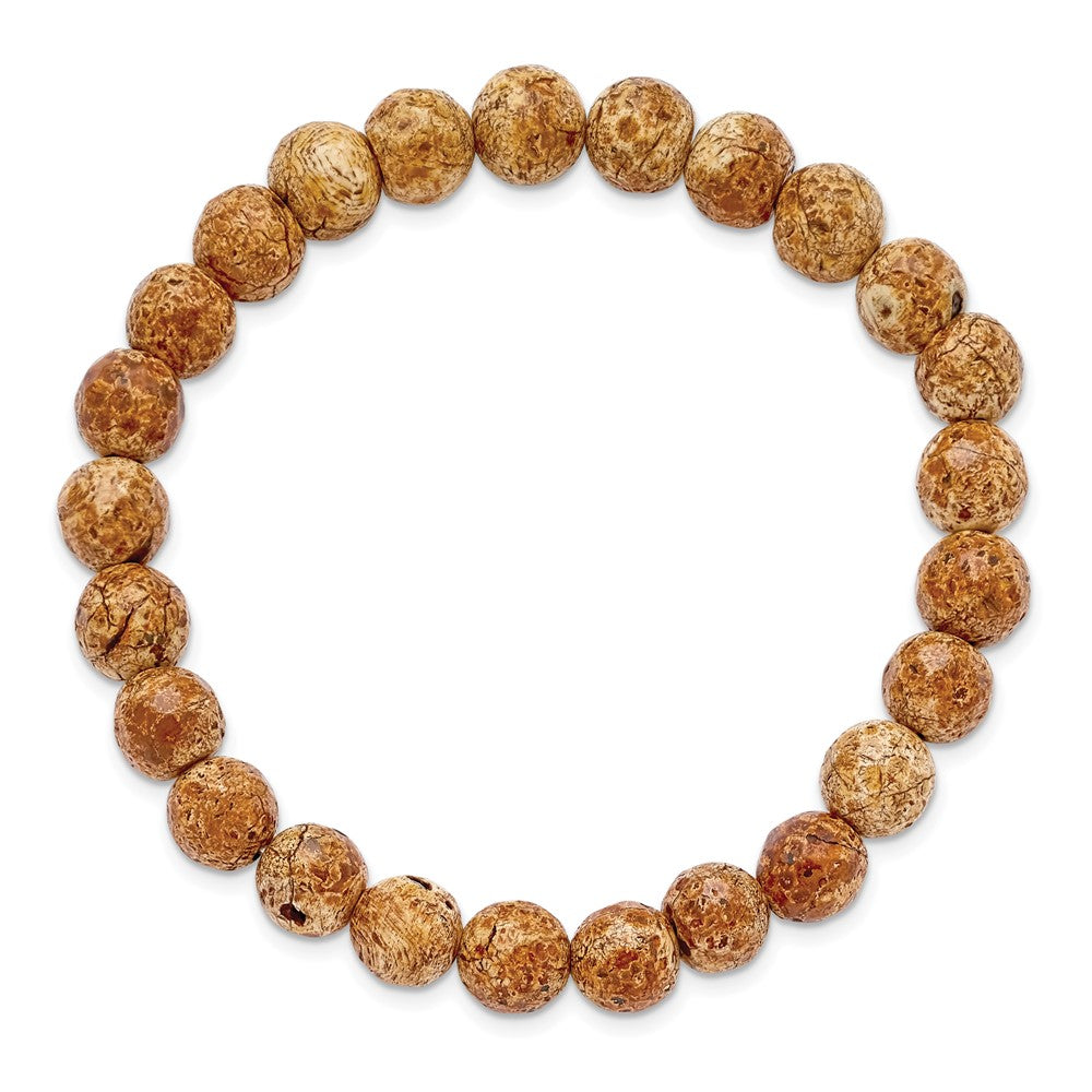 Beaded Stretch Picture Stone Agate Bracelet