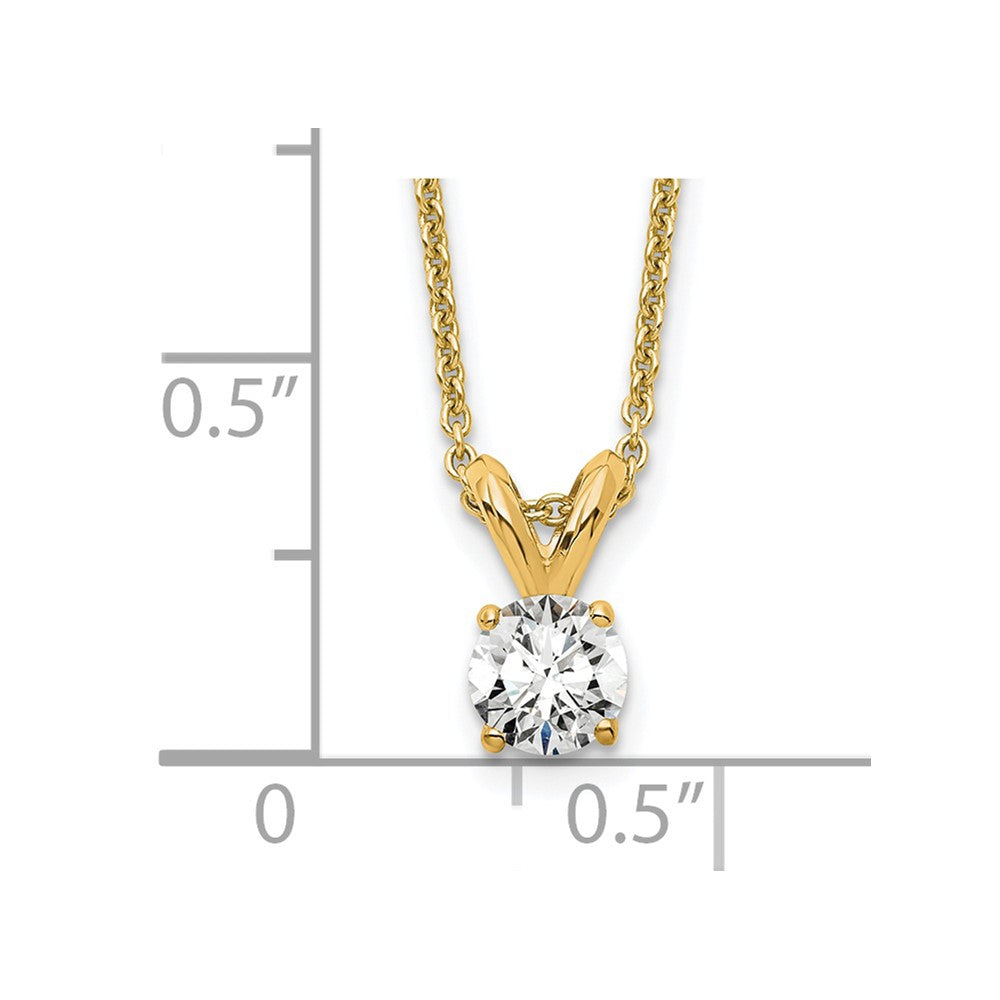 14k 1/4 carat Certified Lab Grown Diamond VS+ F+ Round Complete Four Prong 18 inch Solitaire Pendant Necklace