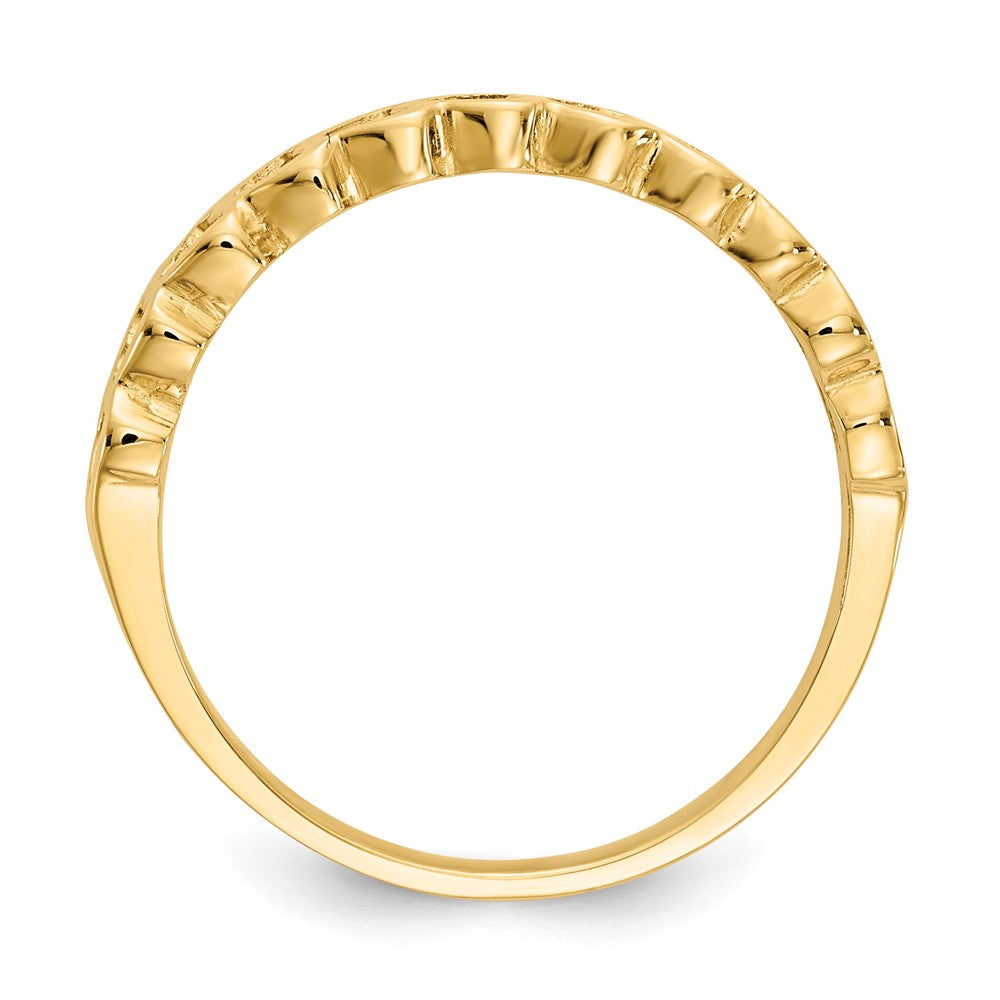 14k Polished Hearts Ring Size 6