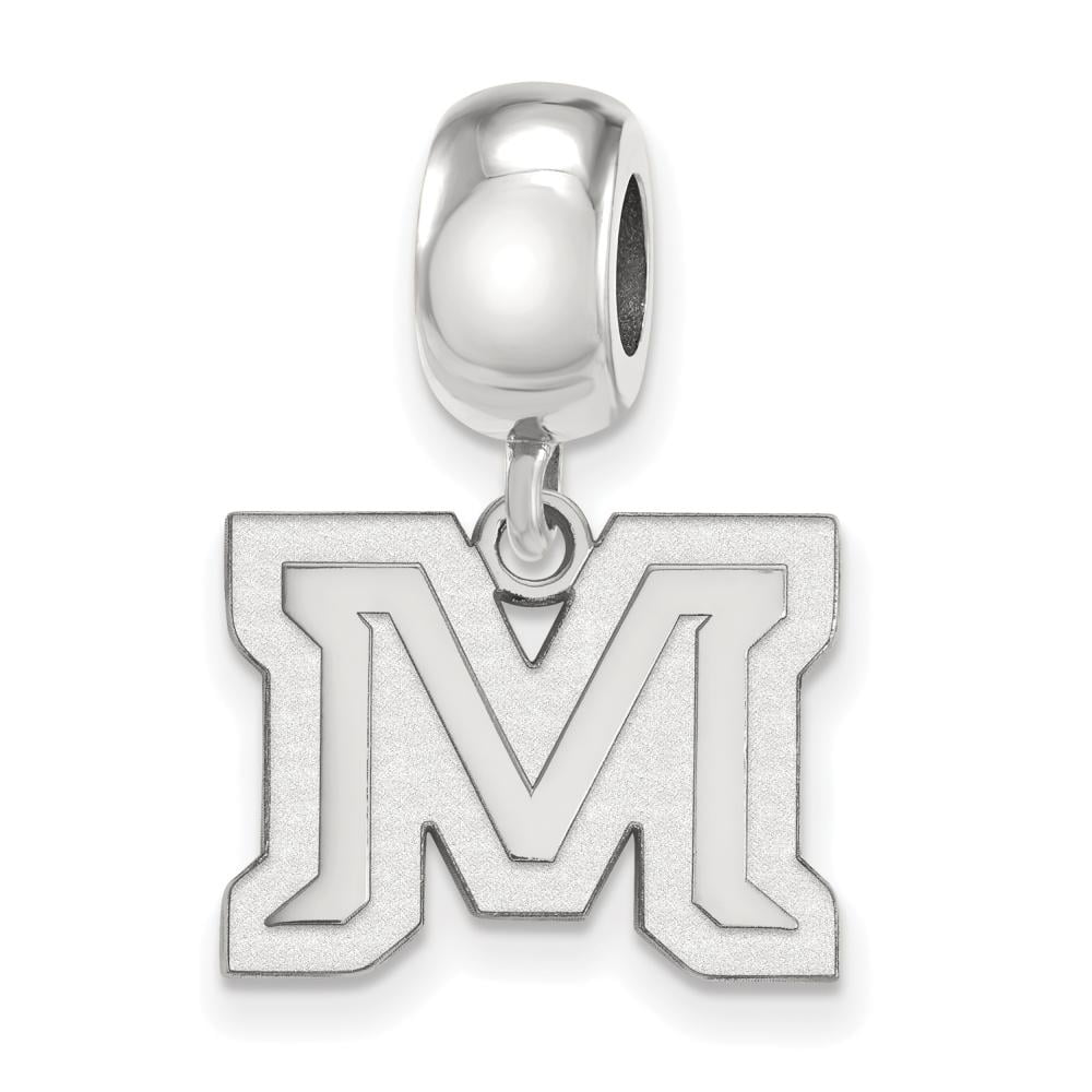 Sterling Silver Rhodium-plated LogoArt Montana State University Letter M Small Dangle Bead Charm