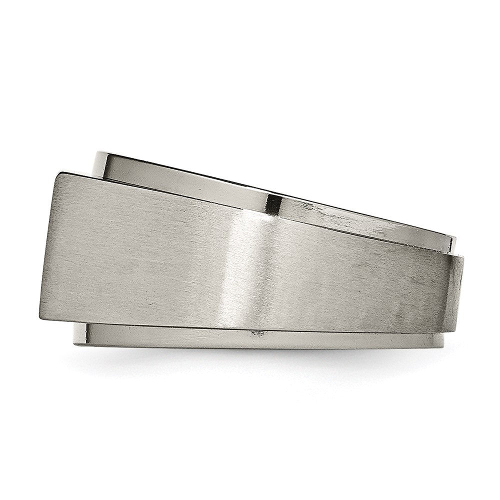 Titanium Satin and Polished 1/20ct Diamond Signet Band Size - 8.5