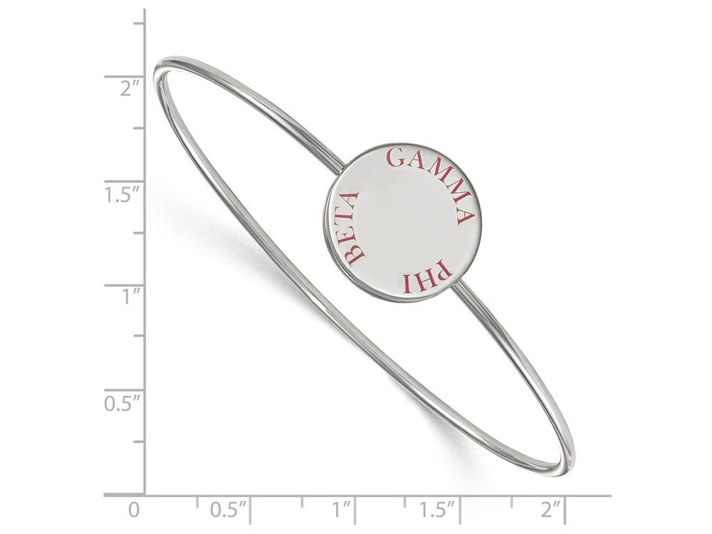 Sterling Silver Official Licensed Greek Sororities 7in Gamma Phi Beta (???) Enameled Slip-on Bangle