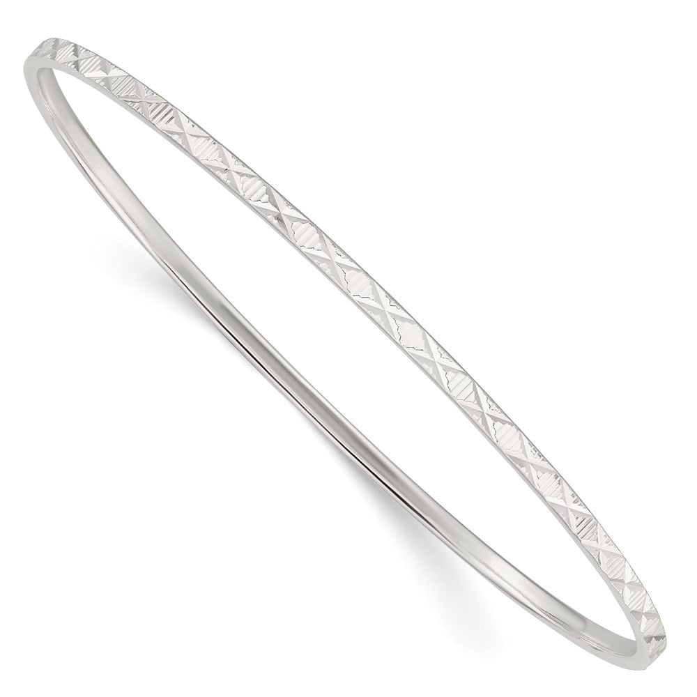 Sterling Silver Diamond Cut Slip-on Bangle 8 inches