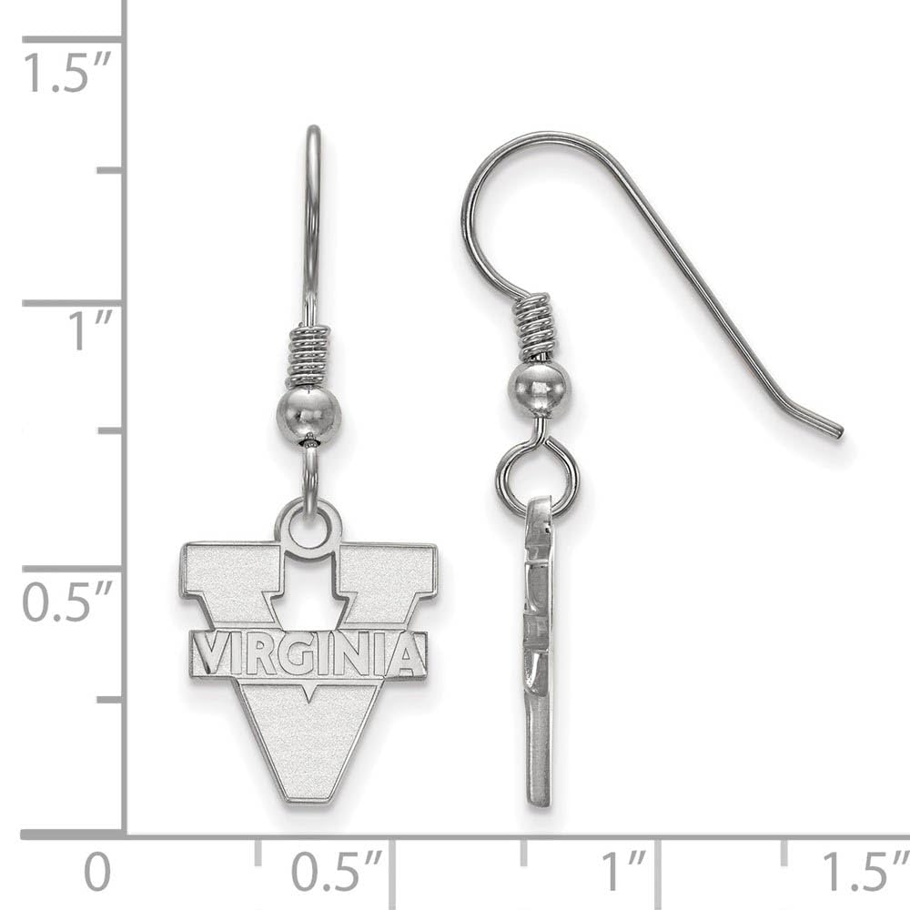 Sterling Silver Rhodium-plated LogoArt University of Virginia Small Dangle Wire Earrings Q-SS007UVA