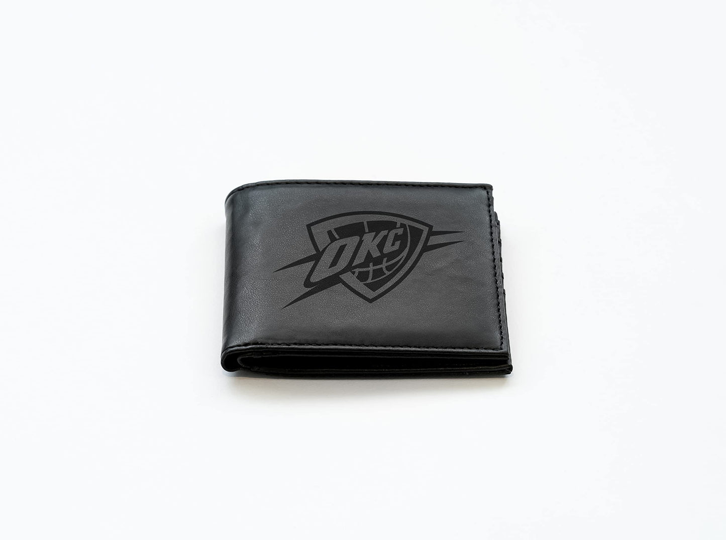 4" Black NBA Oklahoma City Thunder Engraved Billfold Wallet
