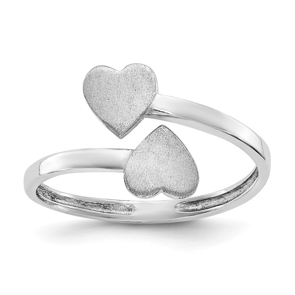14k White Gold Double Heart Ring Size 4