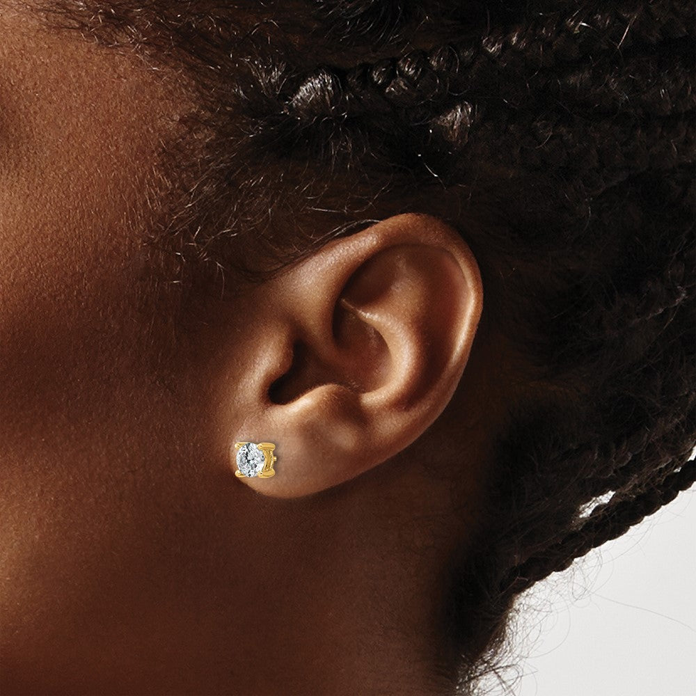 14k Yellow Gold 1 ctw Lab Grown Diamond VS+ F+ Round 4 Prong Heavy Wt. Screwback Stud Earrings