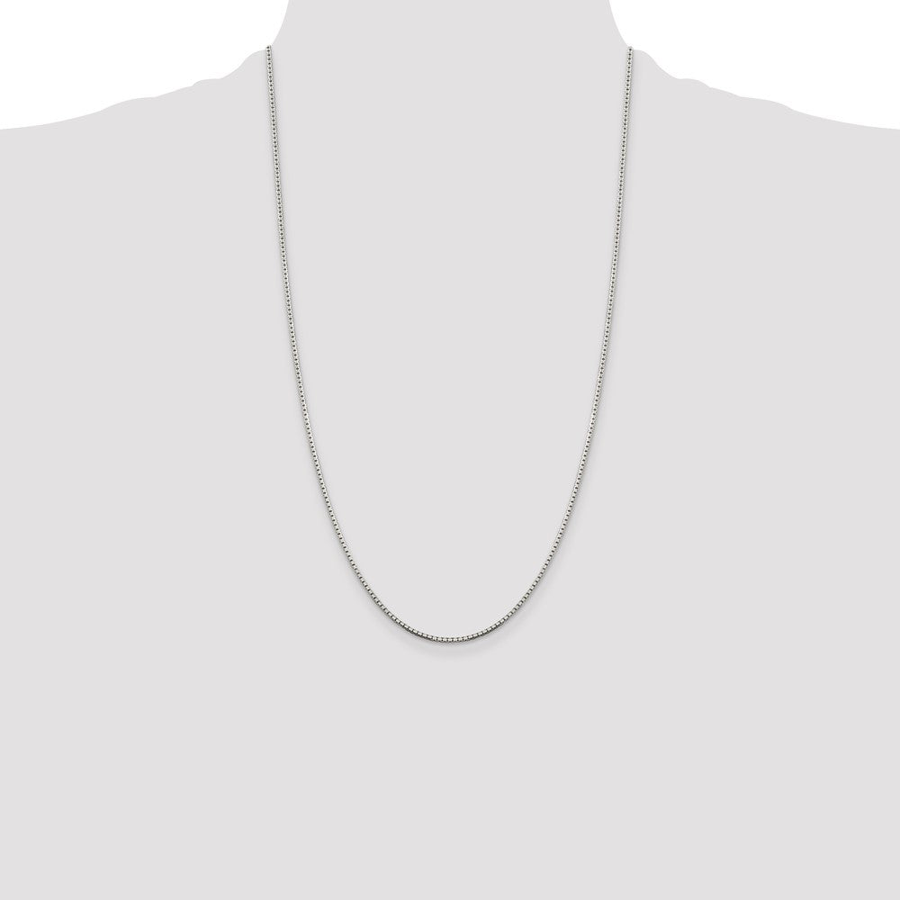 Sterling Silver 1.5mm 8 Sided Diamond-cut Box Chain 26 Inches