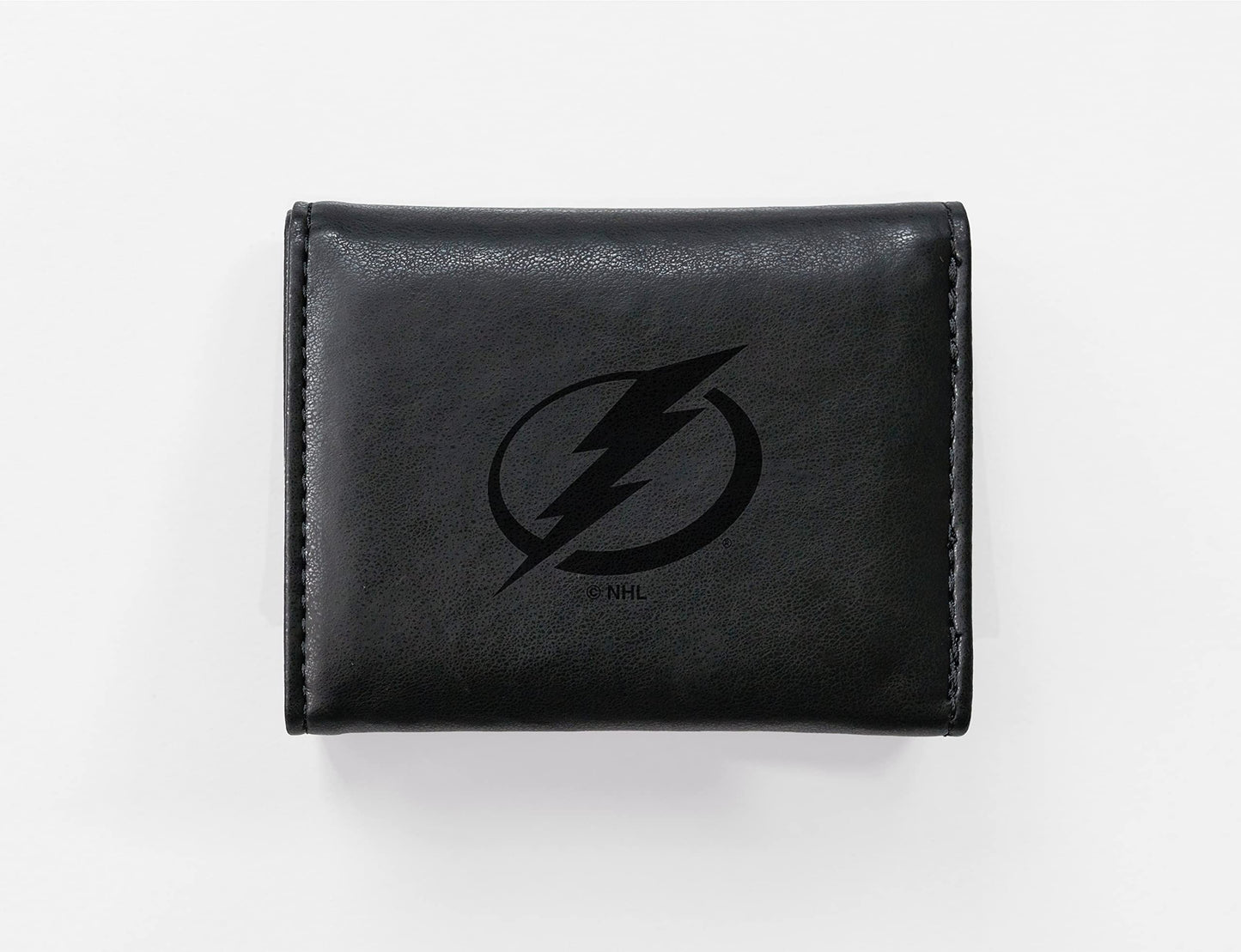 Hockey Rico Industries Tampa Bay Lightning Black Laser Engraved Trifold Laser Engraved Tri-Fold Wallet - Men's Accessory