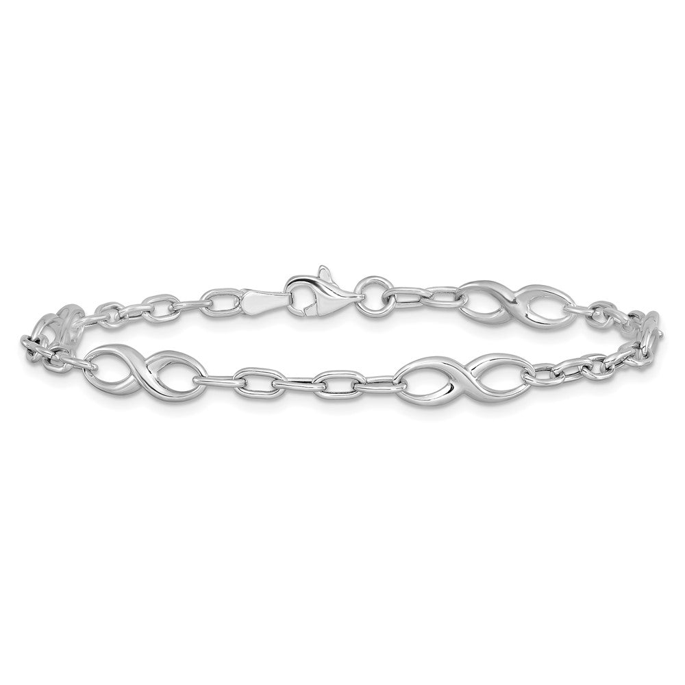 10K White Gold Polished Link Bracelet 7.5  inches