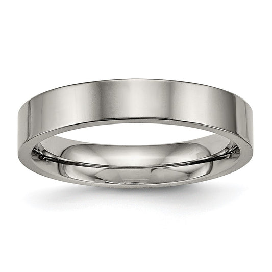 Titanium Polished 4mm Flat Comfort Fit Band Size - 7