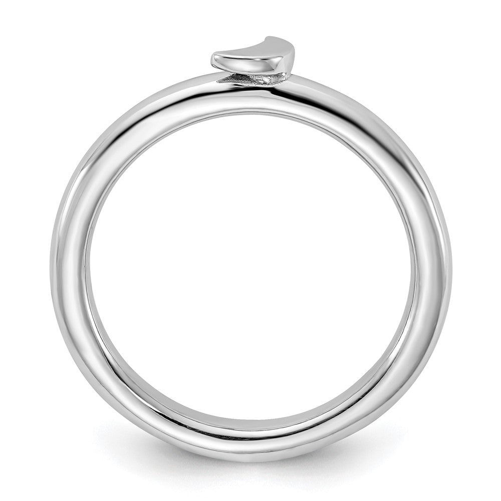 Sterling Silver Stackable Expressions Rhodium-plated Moon Ring Size -7